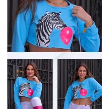 Imagem de Blusa cropped manga longa moletom babaloo zebra - Filó Modas