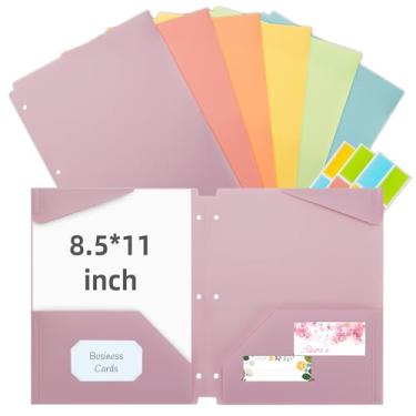 Imagem de Ospelelf Pastas com bolsos de plástico à prova d'água para documentos, tamanho carta 21 x 28 cm, serve para 3 suportes para fichário, pacote com 6