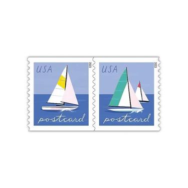 Imagem de Selos de cartão postal, veleiros do serviço postal dos Estados Unidos 