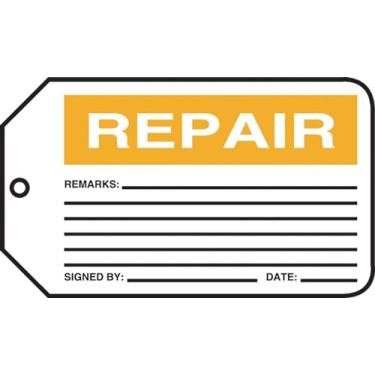 Imagem de Accuform Signs Etiqueta de controle de produção MMT315CTP, Legend"Reparar", 14,6 cm de comprimento x 8,25 cm de largura x 0,01 cm de espessura, cartolina PF, laranja/preto sobre branco (pacote com 25)