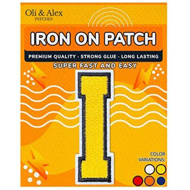Imagem de Patches Iron On Qualidade Premium - Letras Amarelas Patch para Roupas - Adesivos Letras para Jeans Chapéus Camisetas Jaquetas - Aproximadamente 8,2 x 5,5 cm