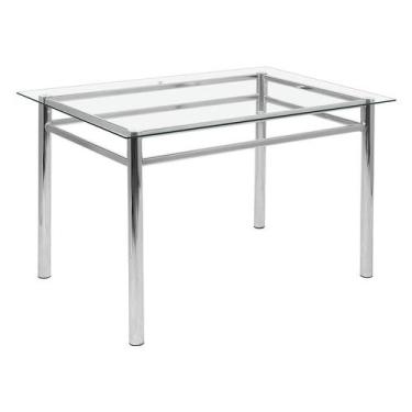 Imagem de Mesa de Jantar Retangular com Tampo de Vidro Renata Cromada 120 cm - C
