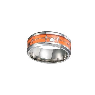 Imagem de VALICLUD Anel de humor unissex elegante luminoso anel de dedo laranja notilucência eletrocardiografia design tamanho 7 para mulheres e homens