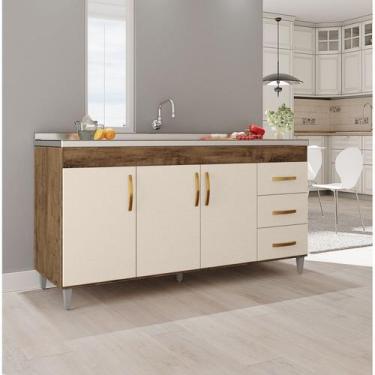 Imagem de Balcão Gabinete de Pia sem Tampo Luana 158cm X 80cm X 51cm - Móveis Bo