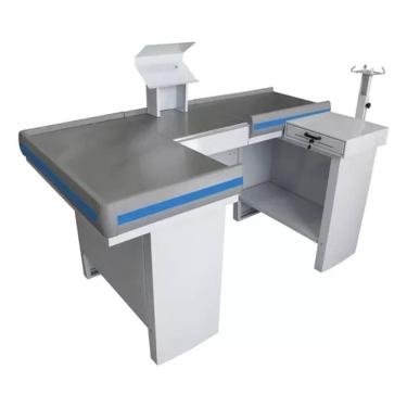 Imagem de Check-out Caixa Supermercado Kit Para Automação Gaveta 1,80 Cor Branco Perfil Azul