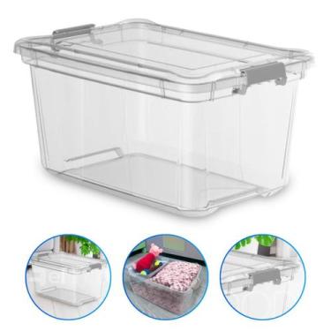 Imagem de Caixa Organizadora Com Tampa 27l Cristal Cor Transparente - Plasvale