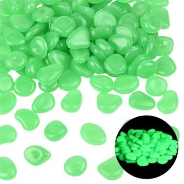 Imagem de SOFPLATE 1 caixa 100 peças que brilham no escuro pedras de aquário brilhantes para aquário cascalho resina luminosa pedras verdes decorativas pepitas para jardim caminho exterior garagem vaso plantas