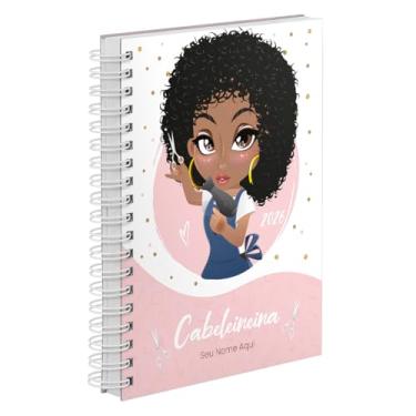 Imagem de Agenda Comercial 2026 Personalizada Capa Dura Cabeleireira Crespo Cores (Rosa)