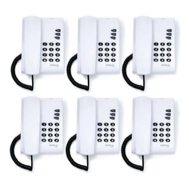 Imagem de Kit 6 Telefones C/ Fio Mesa Ou Parede Pleno Branco Intelbras