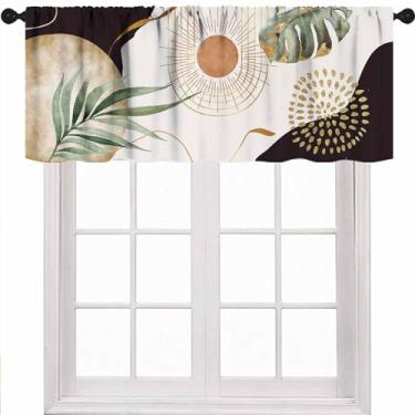 Imagem de Cortinas de saia boho, folhas de palmeira tropicais de meados do século, minimalista, moderna, tratamento de janela curta para quarto, sala de estar, banheiro, 1 peça, 137 x 45 cm