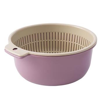 Imagem de Frutas Vegetais Lavando Cesto Com Camada Dupla, Plástico Espessado, para Lavagem Vegetal de Frutas, Separação e Armazenamento Convenientes, Aprimoramento e Resistência (Roxo)