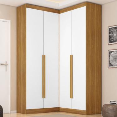 Imagem de Guarda Roupa Dormitório Casal Canto Com 4 Portas 135x130x235 Versatille Yescasa Freijó Com Branco