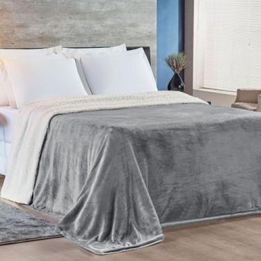 Imagem de Cobertor Alaska Queen Manta Flannel e Sherpa - Bia Enxovais, Cinza