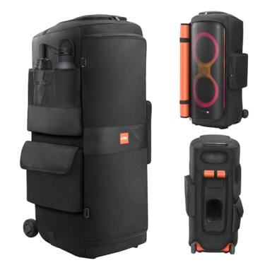 Imagem de LEFOR·Z Capa de alto-falante compatível com JBL PartyBox 710, bolsa de armazenamento portátil para alto-falante compatível com JBL PartyBox 710 para viagens ao ar livre, preto + laranja, apenas capa