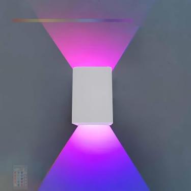 Imagem de GZZBMY Luzes de parede LED para ambientes internos RGB que mudam de cor regulável, arandela de parede com controle remoto, lâmpadas de parede modernas de alumínio, iluminação para quarto, sala de