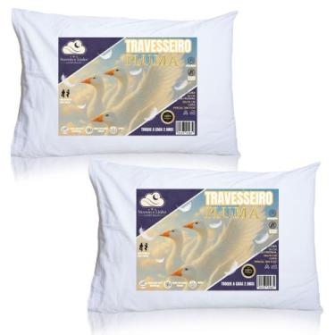 Imagem de Kit 2 Travesseiro Pluma de Ganso Descanso Antiacaro 70x50cm - Genérica