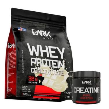 Imagem de Creatina 150g e Whey Concentrado 1kg Dark Lab, Chocolate Branco, único
