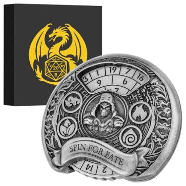 Imagem de Spinner DND Dice Set, 7-in-1 Fingertip Gyro Metallic DND Dice, DND Starter Set, Rogue Dice Spinner for DND Dice Set, D&D Gifts with Gift Box, Role Playing Game Board Game Accessories, Dark Silver