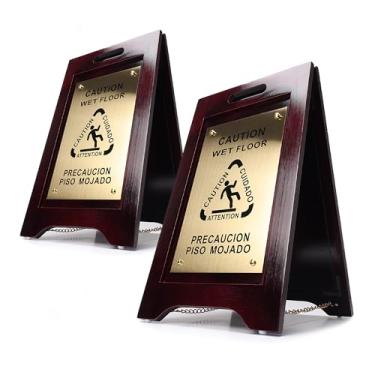 Imagem de Wholesale Hotel Products Placa de piso molhado de madeira premium – bilíngue com pés de plástico antiderrapantes – para hotéis, escolas, escritórios, áreas, banheiros, decks de piscina e lojas - placa