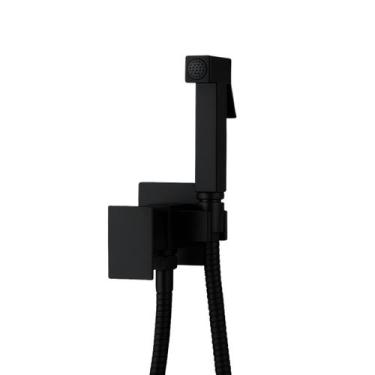 Imagem de Ducha Higiênica Banheiro Preto Fosco Chuveirinho Íntimo Inox Quadrada 