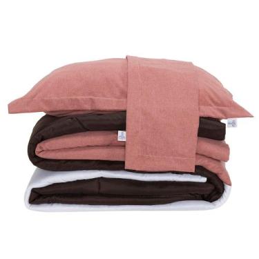 Imagem de Kit Edredom Queen Colorful Dupla Face Linho e Hipercal 400 Fios 7 Peça