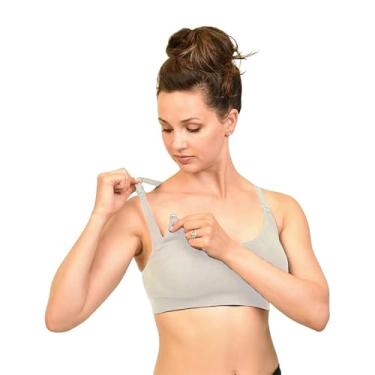 Imagem de Bamboobies Sutiã de amamentação feminino, roupa de maternidade para amamentação, sutiã de ioga, Cinza, P