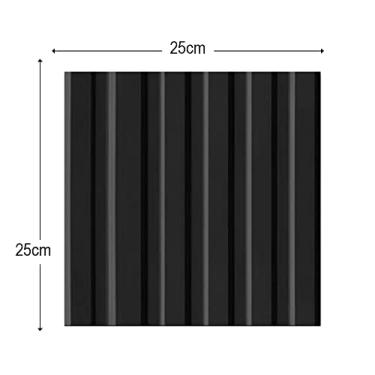 Imagem de Placas Decorativas PVC 3D Revestimento de Parede 25x25cm (Ripado Preto, 5 Placas)