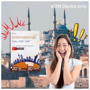 Imagem de gtesim Turquia (Turkiye) Esim: Dados De Alta Velocidade 20 Gb E Plano Recarga Ilimitado 30 Dias, Sem Tarifas Roaming, Compatível Com Turk Telekom, Hotspot, Contrato, Cartão Sim