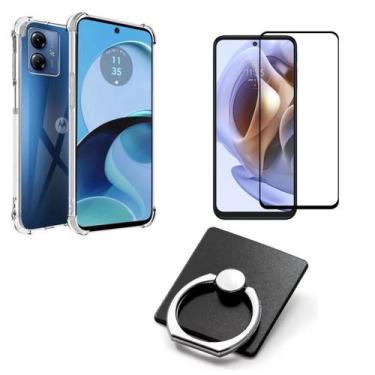 Imagem de Kit Capa Transparente + Película 3D + Suporte Anel Para Motorola G84 -