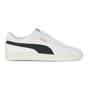 Imagem de PUMA Tênis masculino Smash 3.0, Puma branco-puma preto-puma dourado fosco marfim, 42