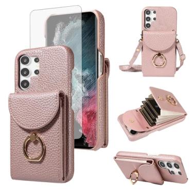 Imagem de Furiet Capa carteira de órgão para Samsung Galaxy S24 Ultra 5G e protetor de tela de vidro temperado anel fivela alça de ombro, porta-cartões com suporte para celular para S24Ultra 24S S 24 24Ultra