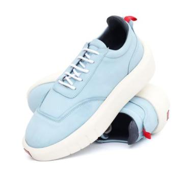 Imagem de Tênis Casual confort Masculino em couro Fly Premium - Mr Light, Azul, 