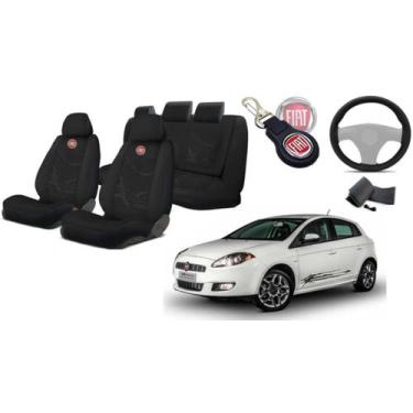 Imagem de Kit Capas Tecido Bancos Fiat Bravo 2010-2017 + Capa de Volante + Chave