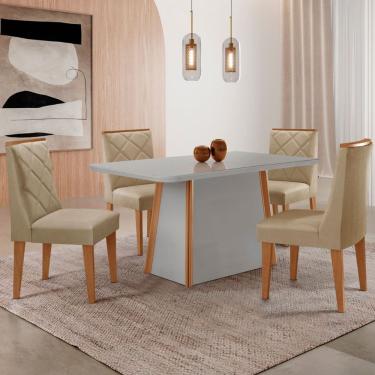 Imagem de Mesa de Jantar Diane 120cm Tampo MDF e Vidro com 4 Cadeiras Isadora Moderna Mobília