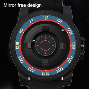 Imagem de Relógio de Suspensão Magnética Inovador Cool Waterproof Quartz Relógio de Pulso para Casais Preto Shell Unisex Design com Forte Concha e Espelho Livre 41mm (Círculo azul vermelho)