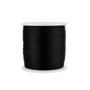 Imagem de Cordão Acetinado Rabo de Rato 1mm Rolo com 100 m Preto - Lua Mística -