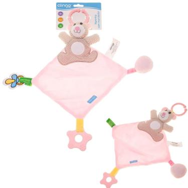 Imagem de NANINHA URSO ROSA COM MORDEDOR E PREND. DE CHUPETA - CLINGO