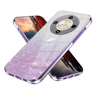 Imagem de Anlalish Compatível com Honor Magic 6 Lite Capa transparente com glitter, capa de telefone Honor Magic 6 Lite revestimento de silicone proteção Fundas à prova de choque Bling 2 em 1 capa para meninas