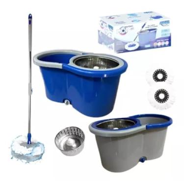 Imagem de Mop Giratório Pró com Balde Duplo, 13L, Cesto Inox Reforçado, Limpeza Prática e Eficicaz na sua Casa (8 Litros Inox)