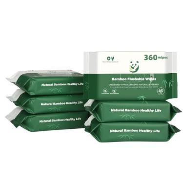 Imagem de Toalhetes laváveis QingYa Bamboo 360 unidades (6 pacotes de 60)