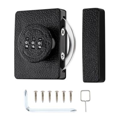 Imagem de HOJLKLD Fechadura de armário sem chave, fechadura com senha de combinação de 3 dígitos para porta oscilante/deslizante, gaveta, armário, armário, armário, caixa de madeira (preto)