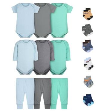 Imagem de Roupa de Bebê Body Calça Mijão e Meias Kit 15 Peças Masculino - DCP ki