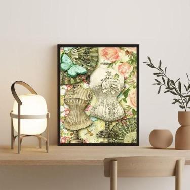 Imagem de Quadro Manequins De Costura Com Flores 33X24Cm - Com Vidro - Quadros O