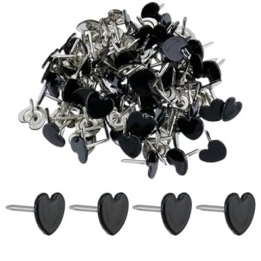 Imagem de Dnyta 100 pinos pretos de coração de amor, 11 x 13 mm tachinhas decorativas para polegar, faça-você-mesmo feitas à mão para quadro de cortiça, quadro de avisos, parede de fotos