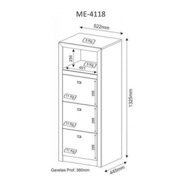 Imagem de Armário Arquivo para Pasta Suspensa ME4118 Branco - Tecno Mobili, Bran