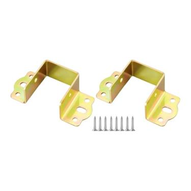Imagem de SiaBiced 2x Suportes para estrutura de cama com parafusos resistentes incluídos para conexão em madeira, cabeceiras e estrados, Ouro