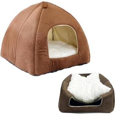 Imagem de Casinha Iglu Cama Tenda Toca Tecido Para Pet Cachorro Cabana Caminha Para Cachorros e Gatos Lavavel(Marrom)