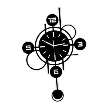 Imagem de Generic Relógio de parede com pêndulo pendurado, relógio de acrílico de arte para pendurar, de parede com pêndulo, decoração para casa, escritório, loja, sala, Preto 50cm