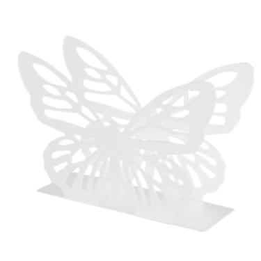 Imagem de Porta-guardanapos de borboleta – Caixa decorativa de tecido oco de ferro para restaurantes ocidentais, hotéis, porta-guardanapos de mesa em casa (branco)
