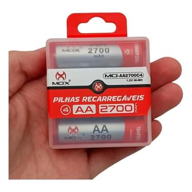 Imagem de Pilha Mox AARecarregável MO-AA2700c4 Cilíndrica 4 unidades com case